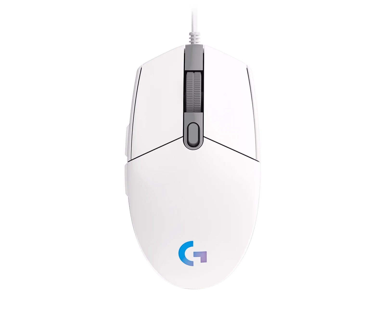 Logitech G203 LIGHTSYNC mouse in White, top view