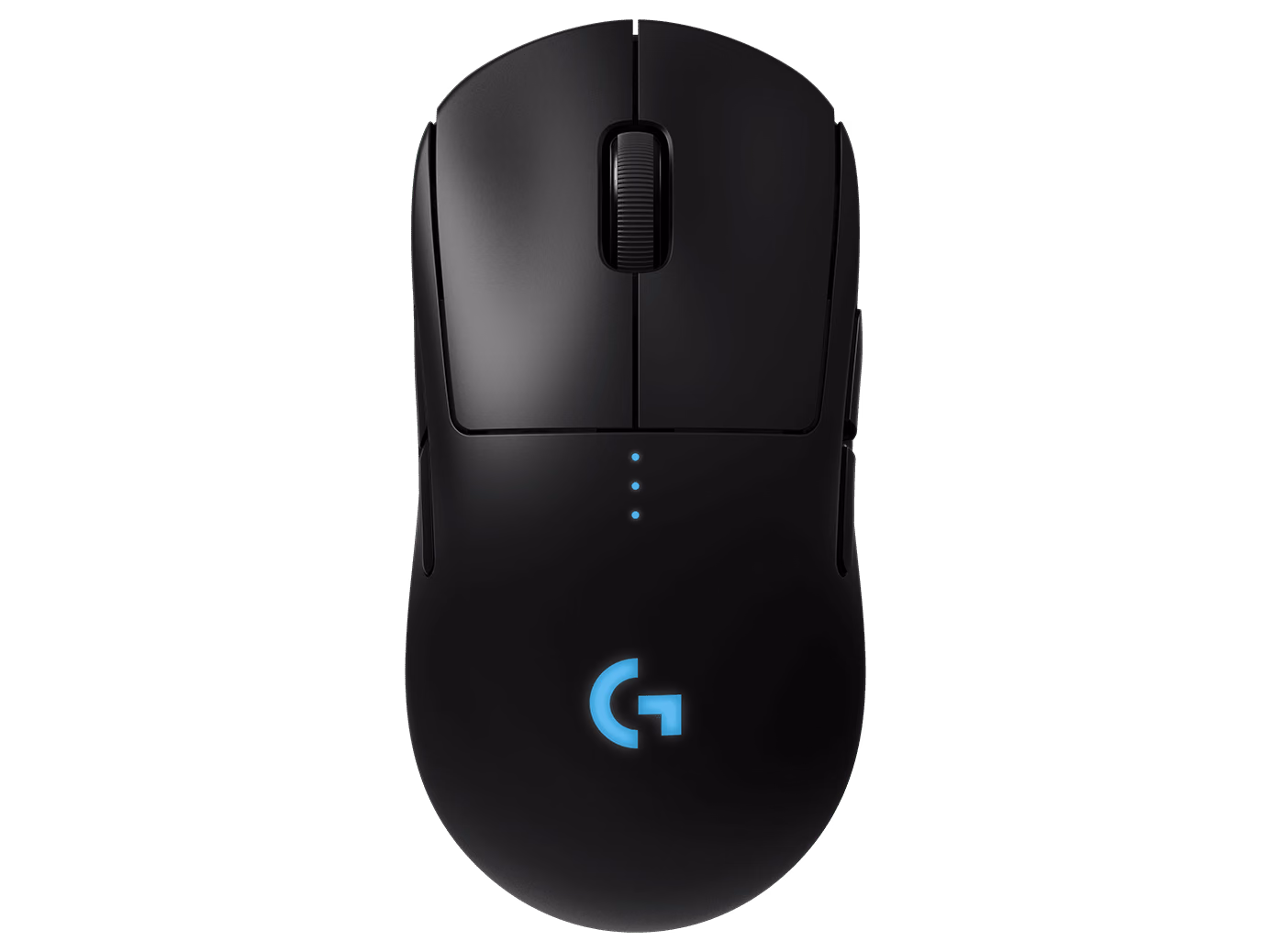 Logitech PRO mouse in Black, top view