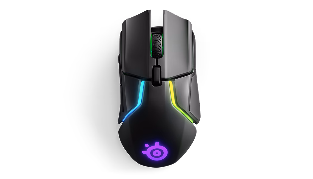 SteelSeries Rival 650 Wireless mouse in Black, top view