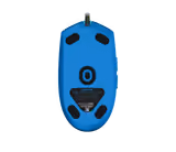Logitech G203 LIGHTSYNC mouse in Blue, underside