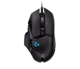 Logitech G502 HERO mouse in Black, top view